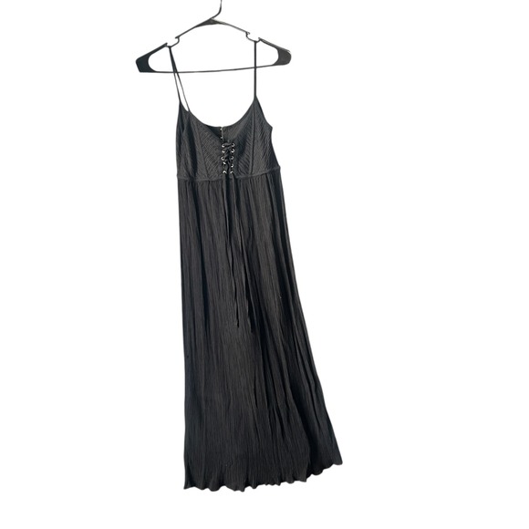 Zara Black Maxi Dress Sleeveless Spaghetti Strap Lace Up Corset Detail Long - Picture 1 of 6